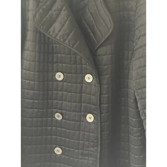 Avenue Womens Size 22/24 Black Double Breasted Quilted Button Long Sleeve Jacket - Picture 3 of 8